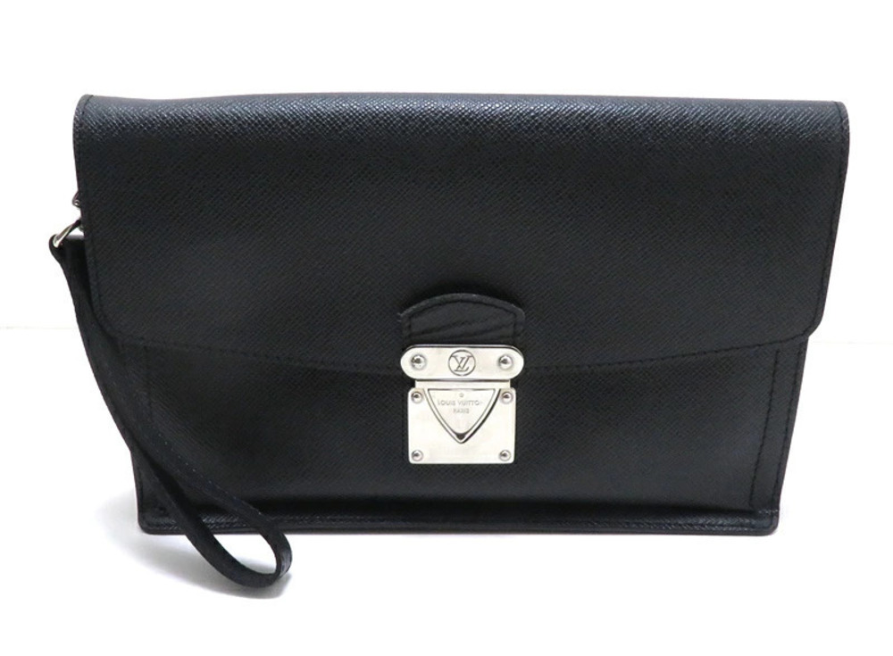 Louis Vuitton Belaia Taiga Clutch Bag Leather Noir Black